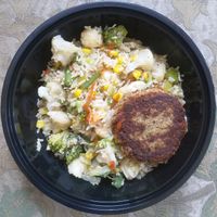 Veggie Rice w\ Burger at Meals To Heal in Caldwell