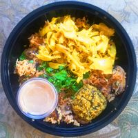 Wild Rice w\ Braised Cabbage and Stuffed Mushrooms at Meals To Heal in Caldwell