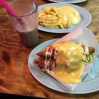 Original w/ Cheese: The cheese is not vegan, but the bread and the sausage are.  at Bells in Tokyo