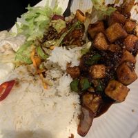 Chilli paneer with Jasmin rice (pic taken after hubby had already tucked in lol)  at Veggie Wok in North West London