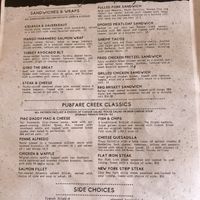 Menu at Barley Creek in Tannersville