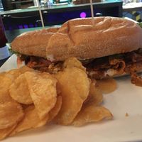 Seitan buffalo sandwich  at AS220 Food in Providence
