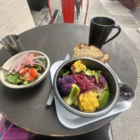 Make shift vegan scramble (potato’s, cauliflower, green pepper)   at Farm: Table in San Francisco