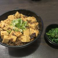 Mapo tofu donburi with included seaweed salad  at Suehiro Mini in Los Angeles