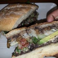 Inside of chorizo Torta  at Gracias Madre in San Francisco