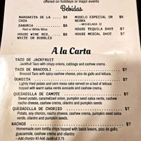 Happy hour menu at Gracias Madre in San Francisco