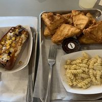 Corn dog, mac n cheze, tofu wings at Boss Chick N Beer in Berea