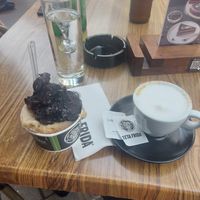 Vegan ice cream and cappuccino with coconut milk at Qulto - Slovenska in Maribor