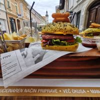 Vegan burger with fries. at Qulto - Slovenska in Maribor