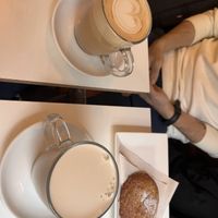 Chai latte, dirty chai and lemon chia cookie  at The Village Coffee & Music in Utrecht