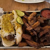 Brat with fries  at Nepenthe Brewing Co in Baltimore