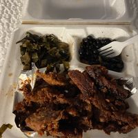 Beef brisket burnt endz, collard greens, black beans   at Ve-Go in Charlotte
