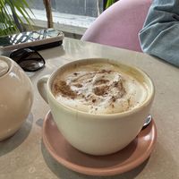 Vegan cappuccino  at Mudra in Buenos Aires