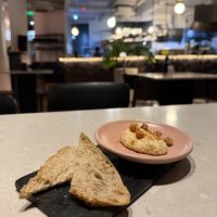 Complementary hummus starter   at Mudra in Buenos Aires