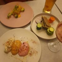 Hummus mix and causa (potato roll) at Mudra in Buenos Aires