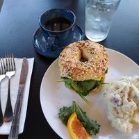 "Egg" and avo bagel sandwich at Bruchelle's in Covington