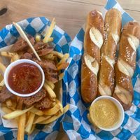 Berliner and pretzels  at Willkommen in San Francisco