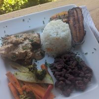 Typical lunch plate (with tofu) at Gaia Forest Cafe & Market in Granada