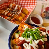 Mac and cheeze and cheezy bits at Feed Me Fully Loaded in Nottingham