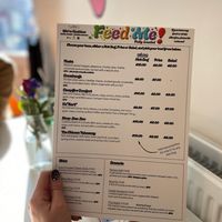 Menu at Feed Me Fully Loaded in Nottingham