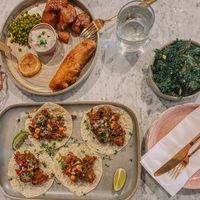Our main meal. Kale crisps were very good.  at Erpingham House in Brighton
