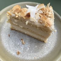 Coconut and white chocolate cake at Erpingham House in Brighton