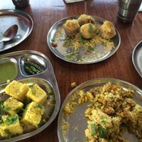 Different vegan dishes to share at Jai Jalaram Khaman in Auckland