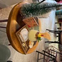 Avocado smoothie and Christmas decorations   at An Bread & Cafe in Hanoi