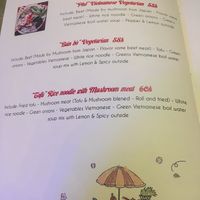 Menu noodles at An Bread & Cafe in Hanoi