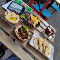 Main course ~65 TL and Egyptian tee at Plantbased Egyptian Eatery in Istanbul