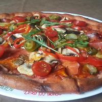 Red spicy pizza at Verona Bar Dinner in Veliko Trnovo