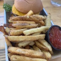 Vegan burger plate  at Rare Bird Brewpub in Traverse City