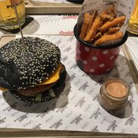Vegan burger at Pivnica Union in Ljubljana