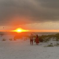 View at sunset from restaurant   at The Sandbar in Anna Maria