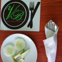 Tiny salad of cucumber and avocado at Vida Bon in Cajamarca