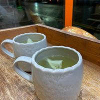 Green tea.  at Kuru Kuru Sushi in Leicester
