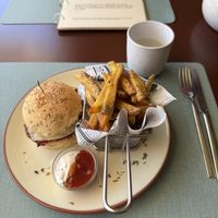 Tasty burger of the day and great fries  at Kukicha in Leiria