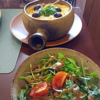 The tofu dish plus side salad. at Kukicha in Leiria