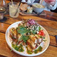 Toast with homemade vegan ricotta and grilled vegetables at Marcel in Sint-niklaas