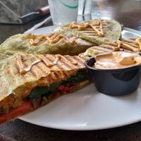 Yum. Filled with veggies, walnut meat & cashew cheese. at Herban Market and Cafe in Beaufort