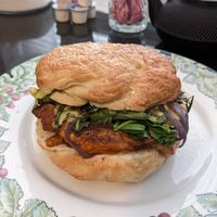 Sweet potato Sammy on a bagel at The Root Cafe in Lakewood