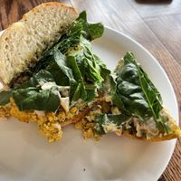 Everyone’s sandwich with an everything bagel   at The Root Cafe in Lakewood