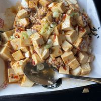 Tofu dish with rice at Cravings in Geneva