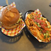 Moving Mountains burger and dirty vegan fries  at Chance & Counters in Birmingham