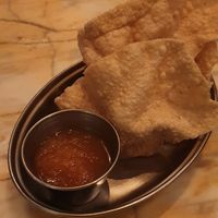 Popadoms and apple chutney at Dishoom in Manchester