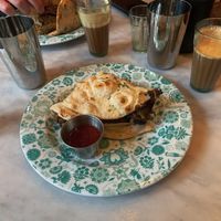 Vegan sausage naan  at Dishoom in Manchester