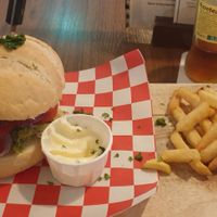 Vegan burger with french fries at Local in Maastricht