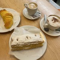Almond milk coffees and vegan pastries    at Pastelaria Tupi in Porto
