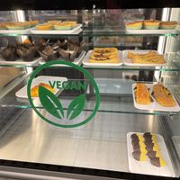 Vegan pastry case  at Pastelaria Tupi in Porto