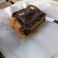 Puff pastry covered with chocolate at Pastelaria Tupi in Porto